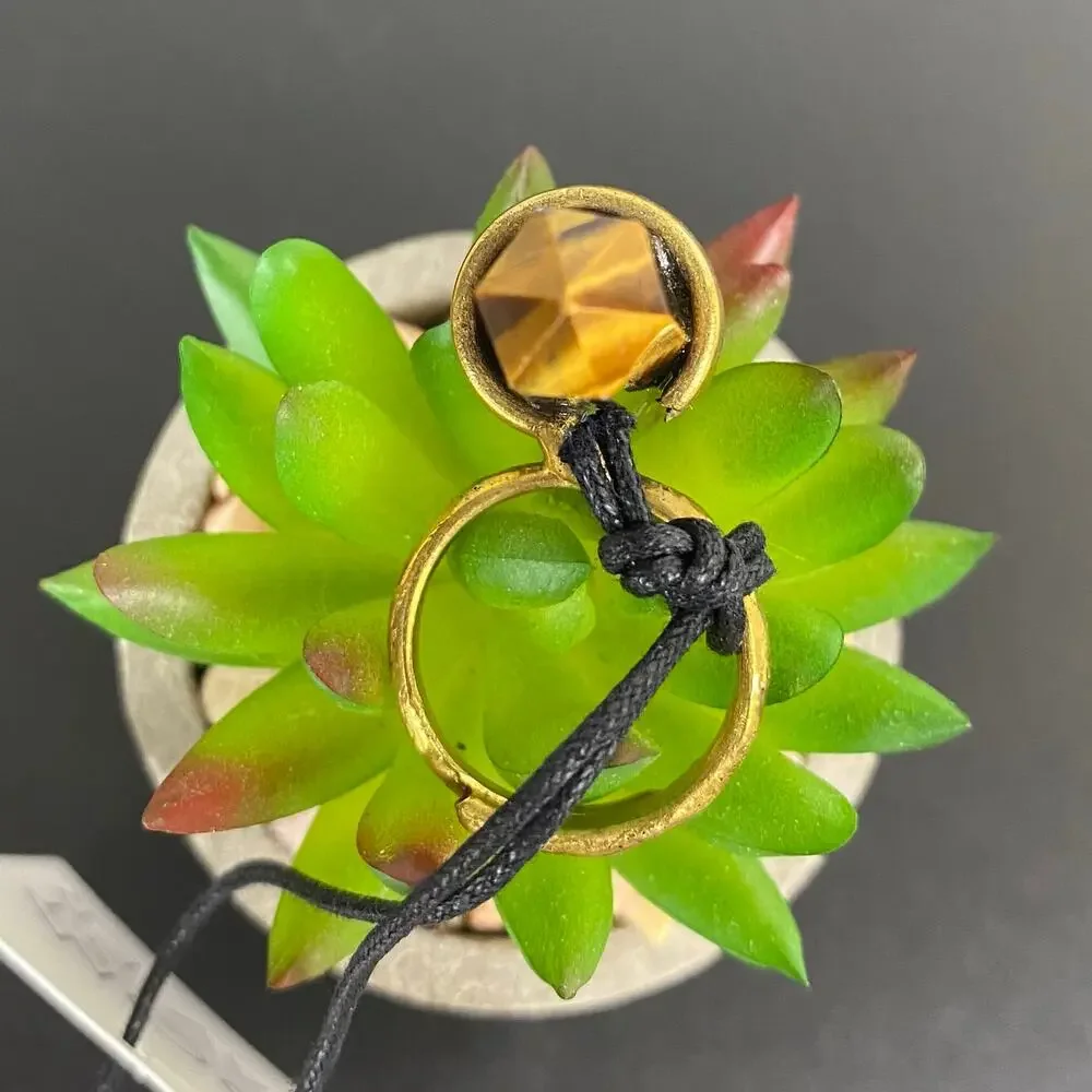 From St Xavier Luca Tigers Eye Point Pendant Ring NWT